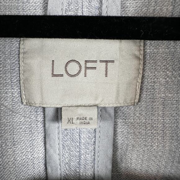 LOFT Light Gray Linen Moto Jacket XL Y2K Core Minimalist Vibe - Picture 5 of 8